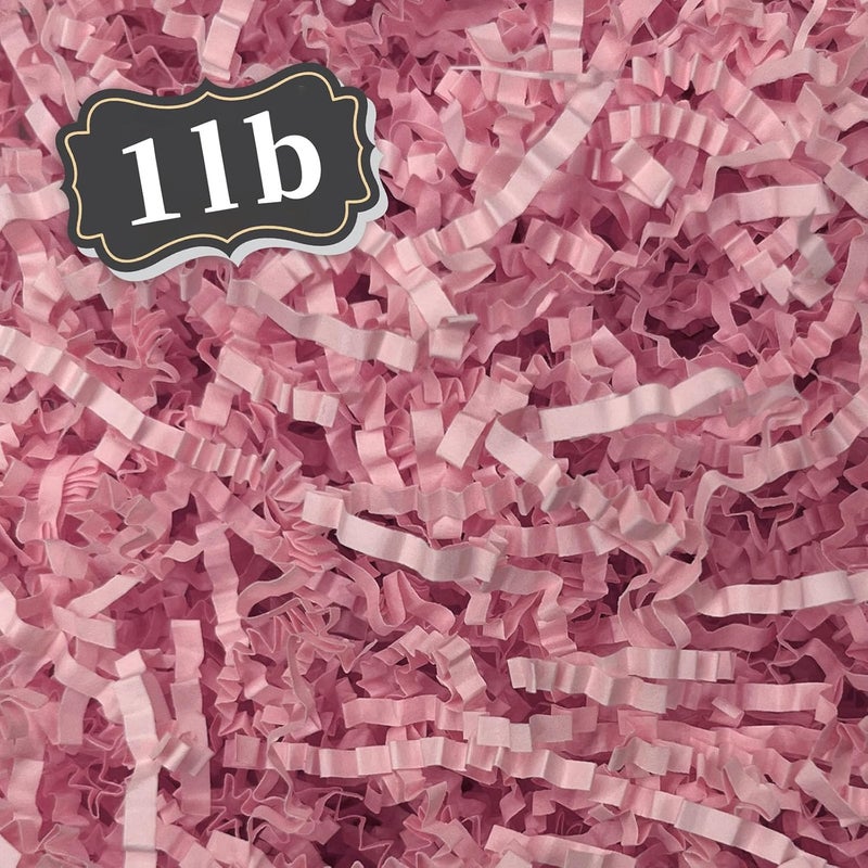 ZEBMOON 1 LB Pink Crinkle Cut Paper Shred Filler Great for Gift Wrapping, Basket Filling, Birthday, Wedding, Valentine's, Christmas Day, New Year Party Decorations Filling Supplies - Image 1